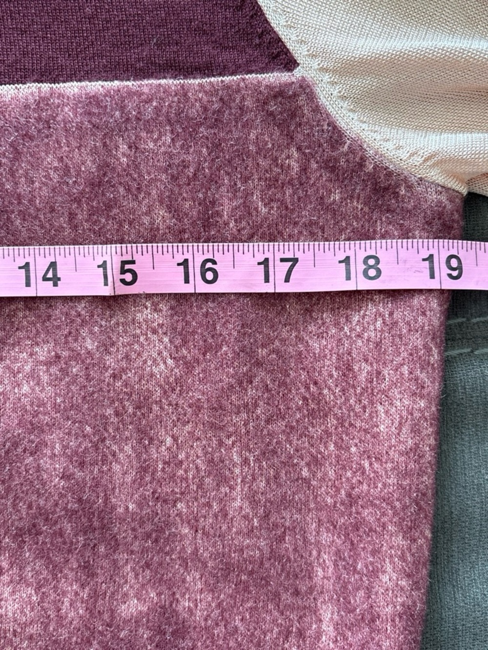 Rag&bone women’s 100% wool Colorblock Crewneck Sweater in Blush & Burgundy. L - Picture 5 of 11